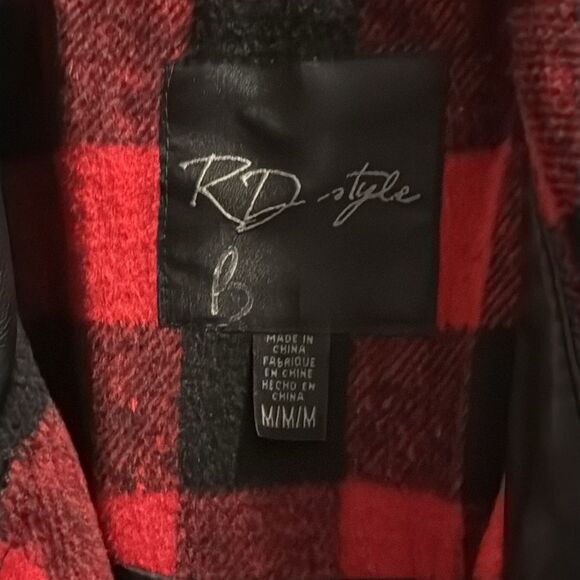 RD style buffalo plaid, biker jacket, size medium - Picture 3 of 10